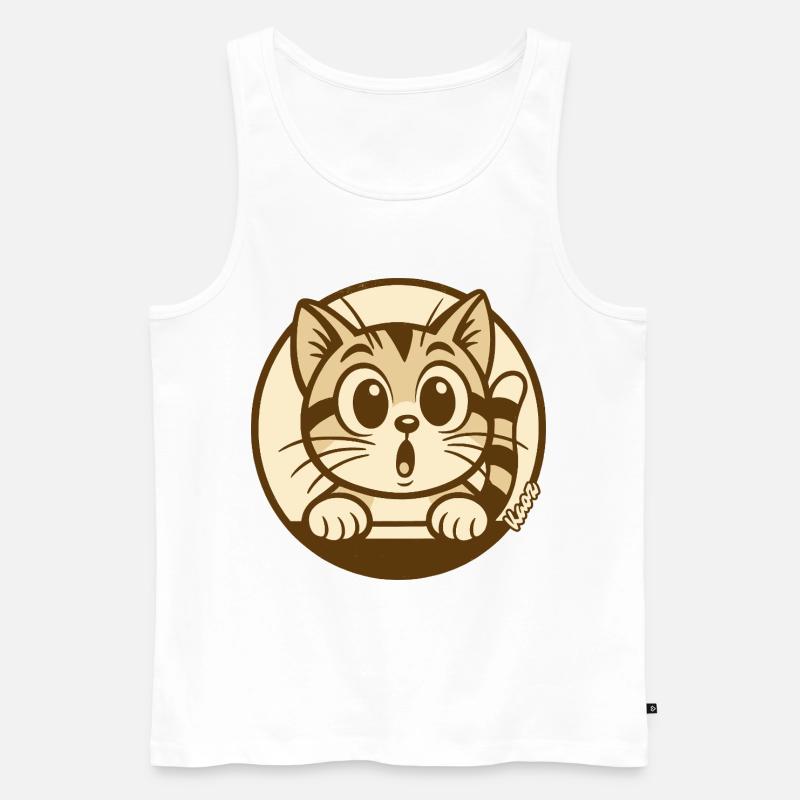 Neugieriges Kätzchen--Abzeichen - Männer Premium Bio Tank Top - Weiß