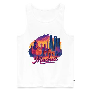 Madrid Skyline: Episch & Tropisch – Modern Art - Männer Premium Bio Tank Top - Weiß - Vorne - Michal (187cm)