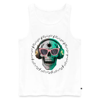 Skull with headphone and sunglasses t-shirt design - Men's Premium Organic Tank Top - white - Front - AI Model Male 178 light (178cm)