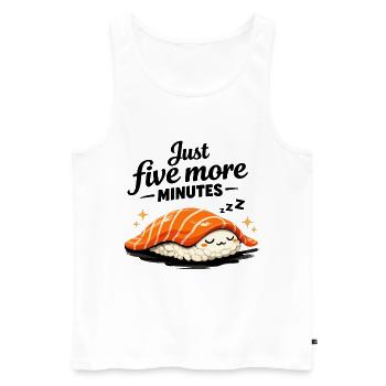 Sleeping Sushi – Encore 5 minutes de design rétro - Débardeur bio Premium Homme - blanc - Devant - AI Model Male 178 light (178cm)