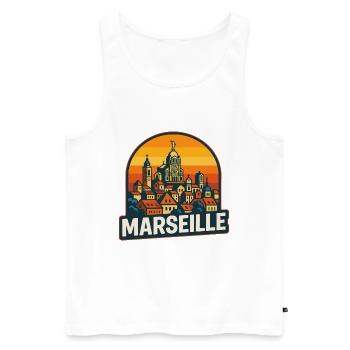 Marseille France Retro Sunset Skyline Art - Men's Premium Organic Tank Top - white - Front - Michal (187cm)