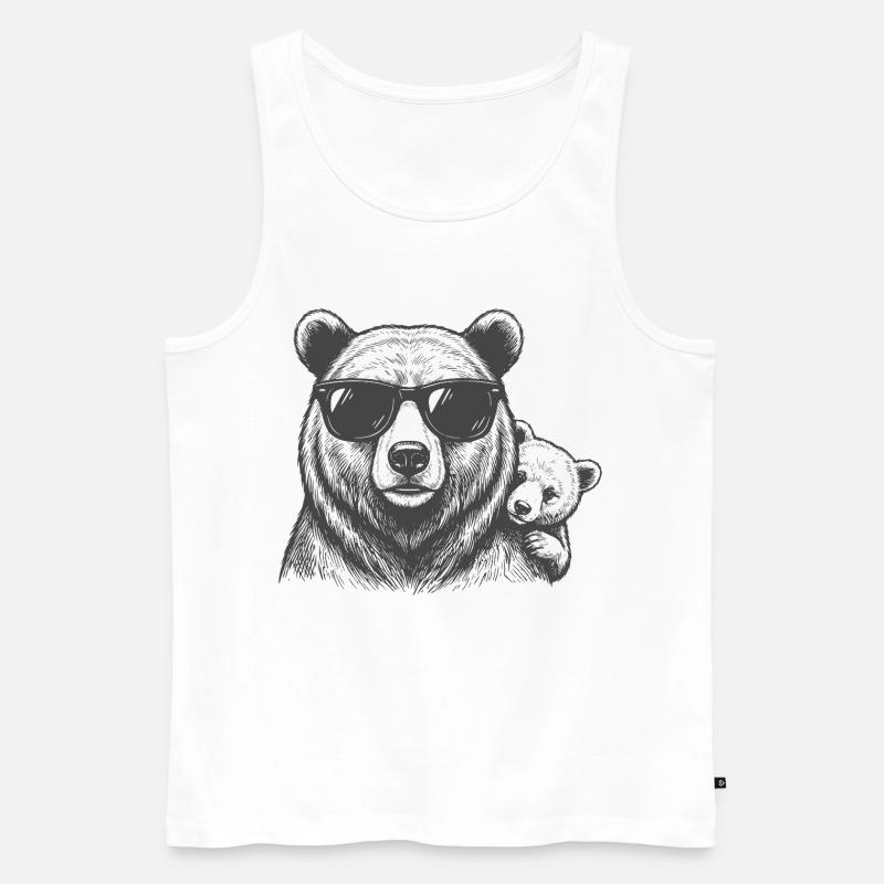 Bären Papa mit Baby - Männer Premium Bio Tank Top - Weiß