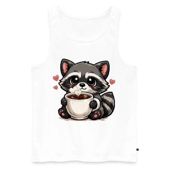 Kuschelraccoon Kaffee Herzchen - Men's Premium Organic Tank Top - white - Front - Michal (187cm)