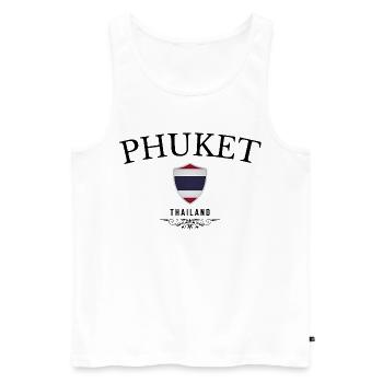 Phuket Souvenir, Elegant Design Phuket - Men's Premium Organic Tank Top - white - Front - Michal (187cm)