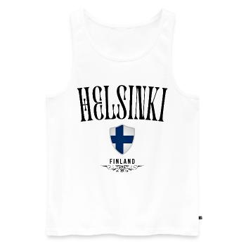 Souvenir d’Helsinki, design élégant Helsinki - Débardeur bio Premium Homme - blanc - Devant - Michal (187cm)