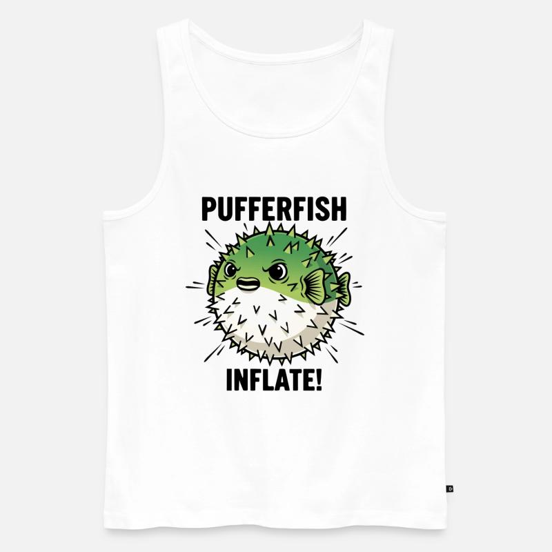 Globe Fish Danger Inflation Schwarzer Kugelfisch - Männer Premium Bio Tank Top - Weiß