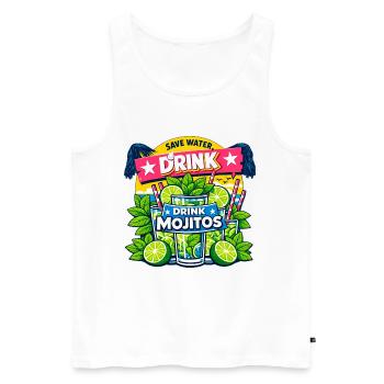 Sauvez l'eau, buvez Mojitos - Débardeur bio Premium Homme - blanc - Devant - AI Model Male 178 light (178cm)