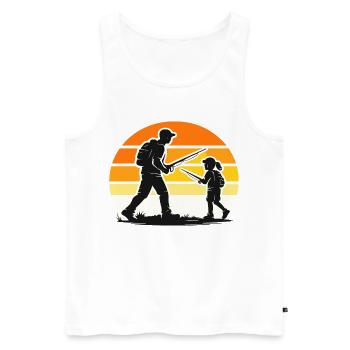 Outdoor Adventure Parent Child in Retro Look Angler - Men's Premium Organic Tank Top - white - Front - Michal (187cm)