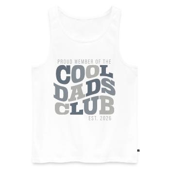 Club des Pères Cool - Cadeau Papa 2026 - Débardeur bio Premium Homme - blanc - Devant - AI Model Male 178 light (178cm)