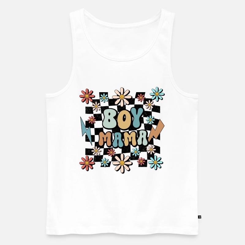 Boy Mama Blumen Muster Mutter Schwangerschaft - Männer Premium Bio Tank Top - Weiß