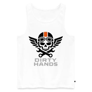 Dirty Hands Crew – Mechanic Skull - Männer Premium Bio Tank Top - Weiß - Vorne - Michal (187cm)