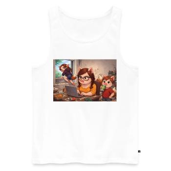 Porcs et filles en chaos numérique - Débardeur bio Premium Homme - blanc - Devant - Michal (187cm)