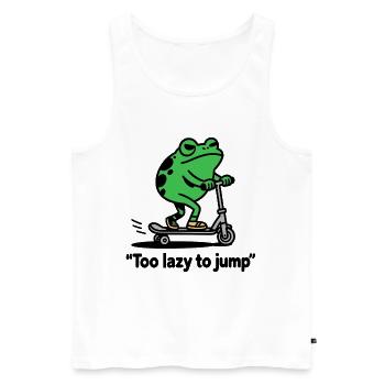 Too Lazy to Jump Lustiger Frosch Chillout - Männer Premium Bio Tank Top - Weiß - Vorne - Michal (187cm)