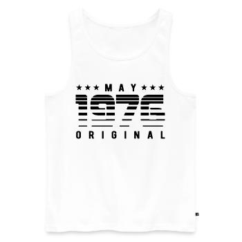 May 1976 Original Striped Vintage Birthday - Men's Premium Organic Tank Top - white - Front - AI Model Male 178 light (178cm)