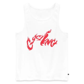 Cycling Flames Lettering - Men's Premium Organic Tank Top - white - Front - Michal (187cm)