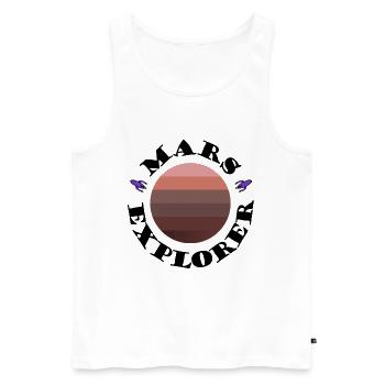Planète Mars Coucher du soleil avec des fusées - Débardeur bio Premium Homme - blanc - Devant - Michal (187cm)