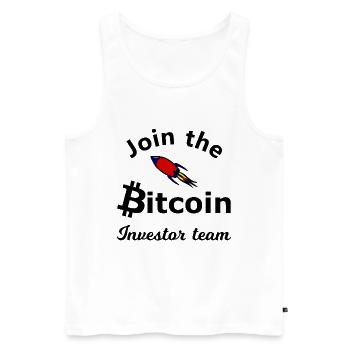Bitcoin Rakete zum Mond - Männer Premium Bio Tank Top - Weiß - Vorne - Michal (187cm)
