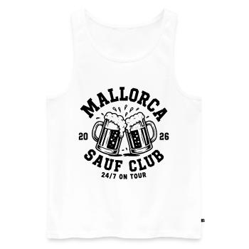 Malle 2026 Mallorca Sauf Club 24/7 on Tour - Men's Premium Organic Tank Top - white - Front - Michal (187cm)