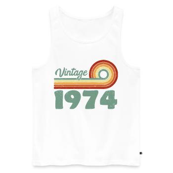 Vintage 1974 Retro Mountain Geburtstag 1974 - Männer Premium Bio Tank Top - Weiß - Vorne - Michal (187cm)