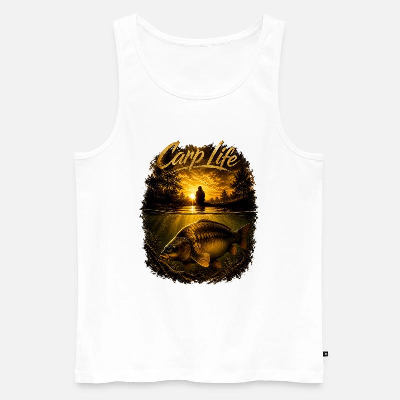 Carp Life Sunset – Karpfenfischerei-Lebensstil-Design - Männer Premium Bio Tank Top - Weiß