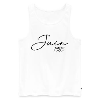 1985 Anniversaire Juin 1985 cadeau Juin 1985  - Débardeur bio Premium Homme - blanc - Devant - Michal (187cm)