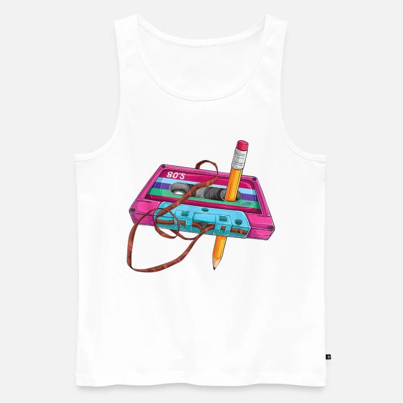 80er Kassette Stift - Männer Premium Bio Tank Top - Weiß