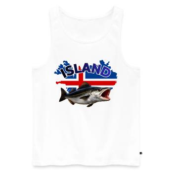 Iceland Coalfish Fishing - Pollock Fishing - Men's Premium Organic Tank Top - white - Front - AI Model Male 178 light (178cm)