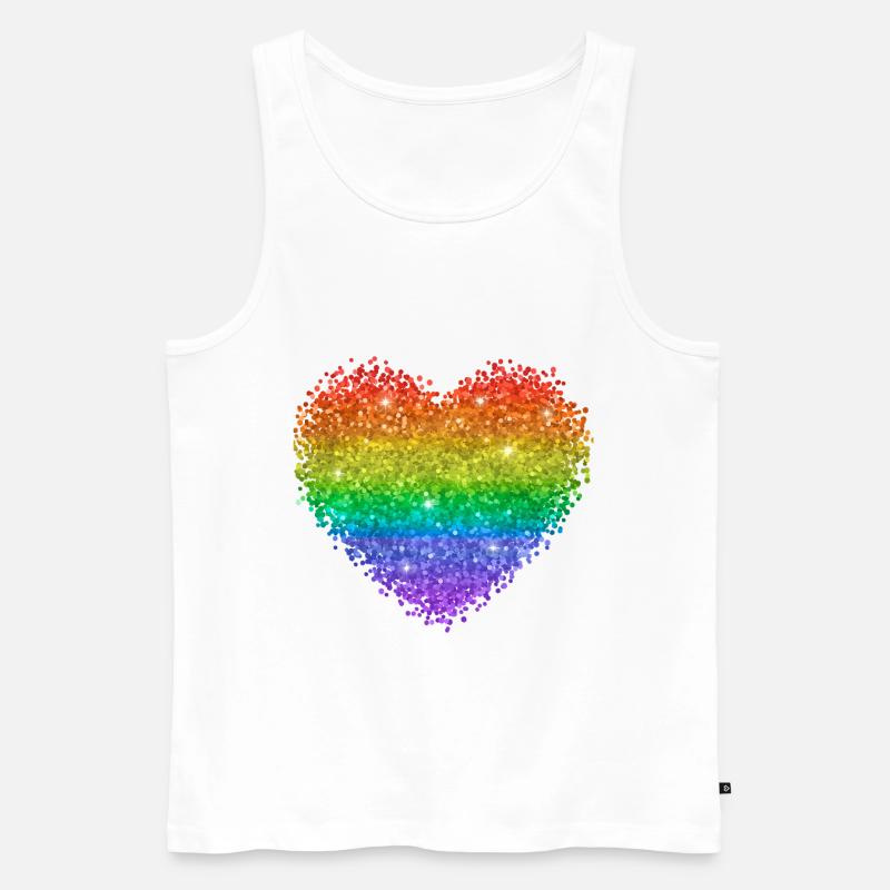 Regenbogenherz Glitzerpunkte - Männer Premium Bio Tank Top - Weiß