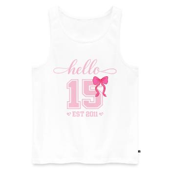 Hello 15 Est 2011 Mädchen Geburtstag Design - Männer Premium Bio Tank Top - Weiß - Vorne - Michal (187cm)