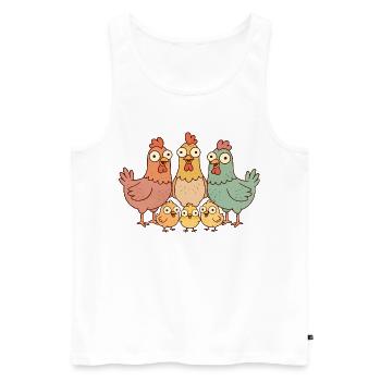 Chicken family - Men's Premium Organic Tank Top - white - Front - AI Model Male 178 light (178cm)