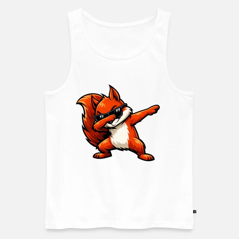 Dabbing Rotes Eichhörnchen - Männer Premium Bio Tank Top - Weiß