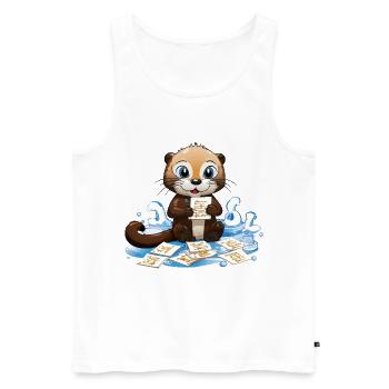Otter with Cooking Recipes Cards - Men's Premium Organic Tank Top - white - Front - AI Model Male 178 light (178cm)