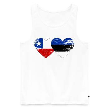 Chile_Litauen_Flagge_Herz_used - Débardeur bio Premium Homme - blanc - Devant - Michal (187cm)