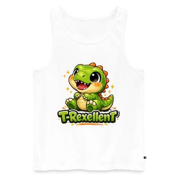 Mignon T-Rex T-Rexcellent Dino Jun - Débardeur bio Premium Homme - blanc - Devant - Michal (187cm)
