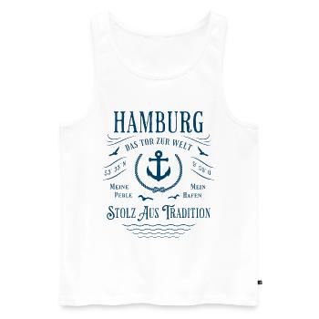 Hamburg - Das Tor zur Welt - Stolz aus Tradition - Männer Premium Bio Tank Top - Weiß - Vorne - Michal (187cm)