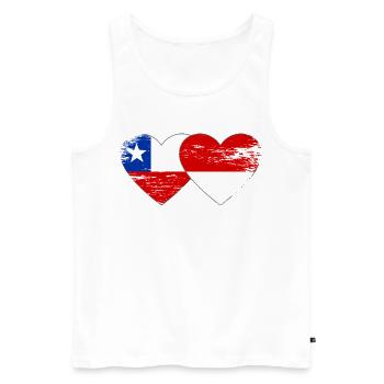 Chile Poland flag heart used - Men's Premium Organic Tank Top - white - Front - AI Model Male 178 light (178cm)