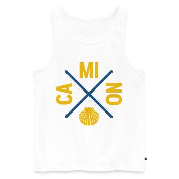 Buen Camino 2026 | Jakobsweg, Pilger, Santiago - Männer Premium Bio Tank Top - Weiß - Vorne - Michal (187cm)