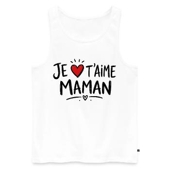 Je t'aime Maman avec Cœur Rouge - Débardeur bio Premium Homme - blanc - Devant - Michal (187cm)