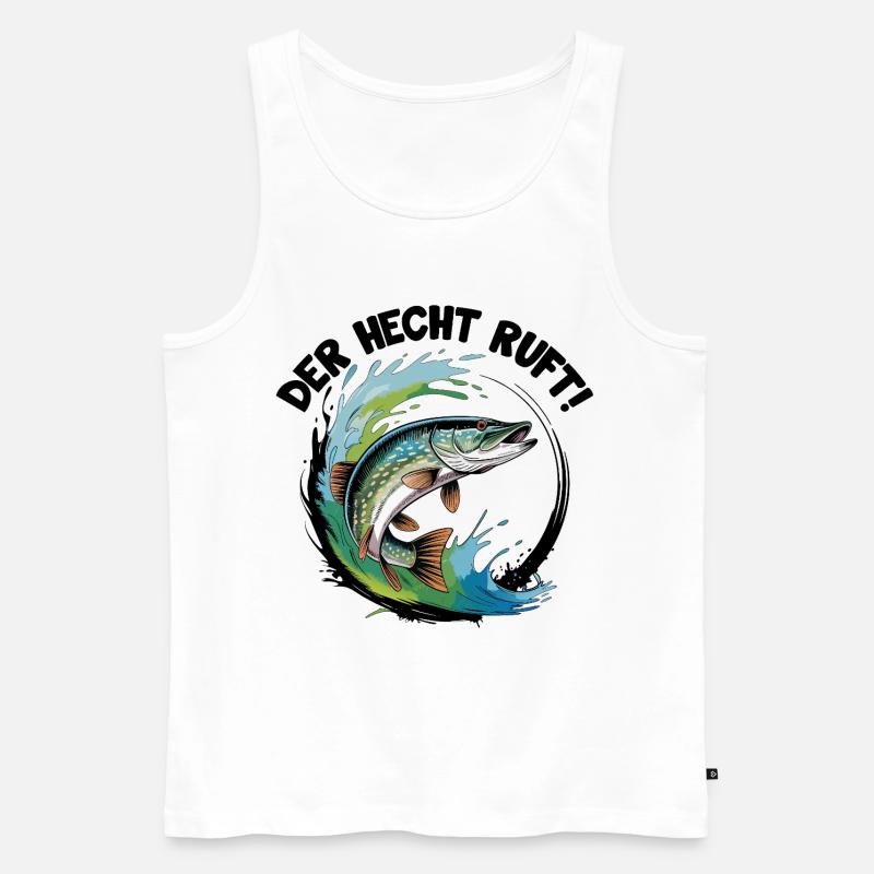Der Hecht ruft - Männer Premium Bio Tank Top - Weiß