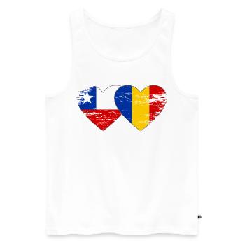 Cœur du drapeau Chili-Roumanie utilisé - Débardeur bio Premium Homme - blanc - Devant - Michal (187cm)