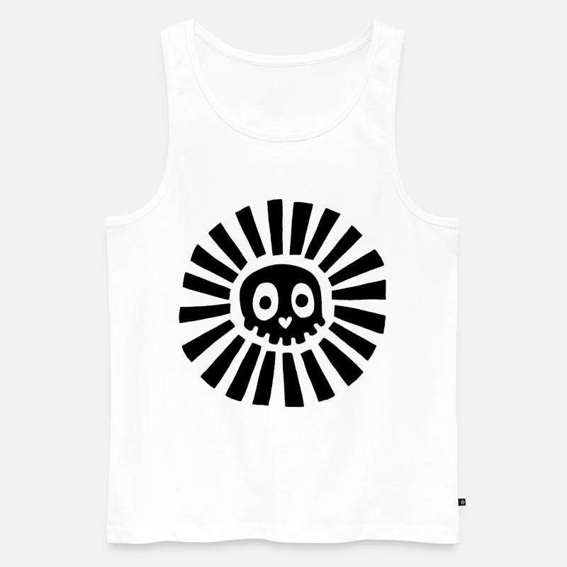Schwarzer Sonnenschädel - Männer Premium Bio Tank Top - Weiß