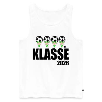 Fußball 4. Klasse 2026 - Männer Premium Bio Tank Top - Weiß - Vorne - Michal (187cm)