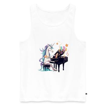 Einhorn am Klavier FarbenSinfonie - Männer Premium Bio Tank Top - Weiß - Vorne - Michal (187cm)