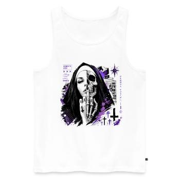 Memento Mori Skull Portrait violett - Männer Premium Bio Tank Top - Weiß - Vorne - AI Model Male 178 light (178cm)