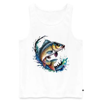 Pêche à la carpe - Débardeur bio Premium Homme - blanc - Devant - Michal (187cm)
