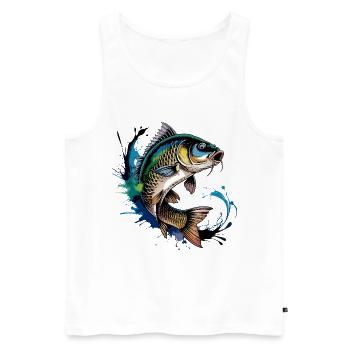 Springender Karpf - Männer Premium Bio Tank Top - Weiß - Vorne - AI Model Male 178 light (178cm)