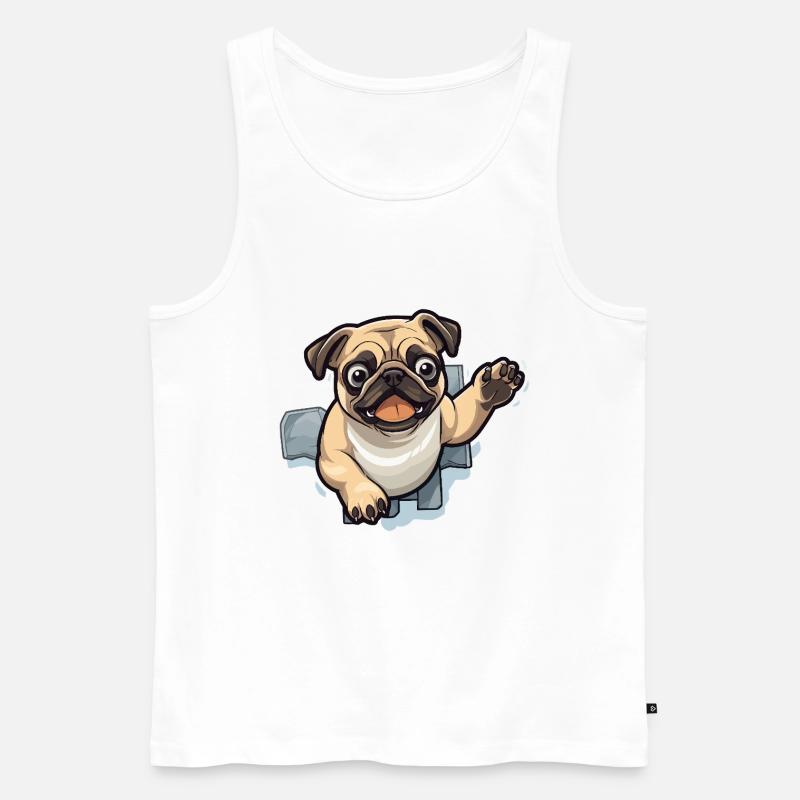 Pug Durchbruch aus Eis - Männer Premium Bio Tank Top - Weiß