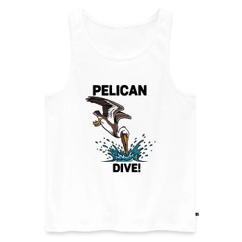 Pélican Brun Plongeon Mer Dive Pelican - Débardeur bio Premium Homme - blanc - Devant - AI Model Male 178 light (178cm)
