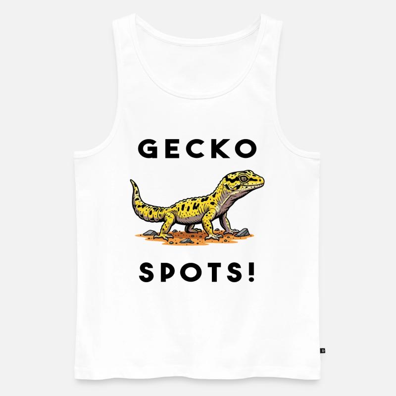 Gecko Leopard Bask Lizard Terrarium - Men's Premium Organic Tank Top - white