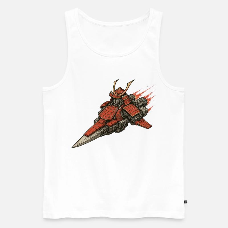Samurai Raumschiff - Männer Premium Bio Tank Top - Weiß